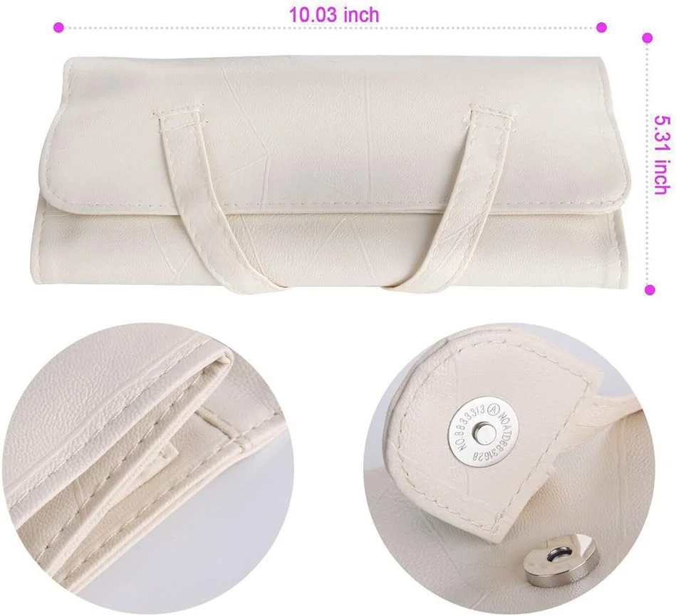 ست برس آرایشی 18 عددی AMMIY، دسته چوبی حرفه ای، موهای مصنوعی ممتاز، برس های کانتور، کانسیلر، کرم پودر، ترکیب کننده، پودر صورت، سایه چشم، برس های آرایشی با کیف چرمی PU (شامپاینی)