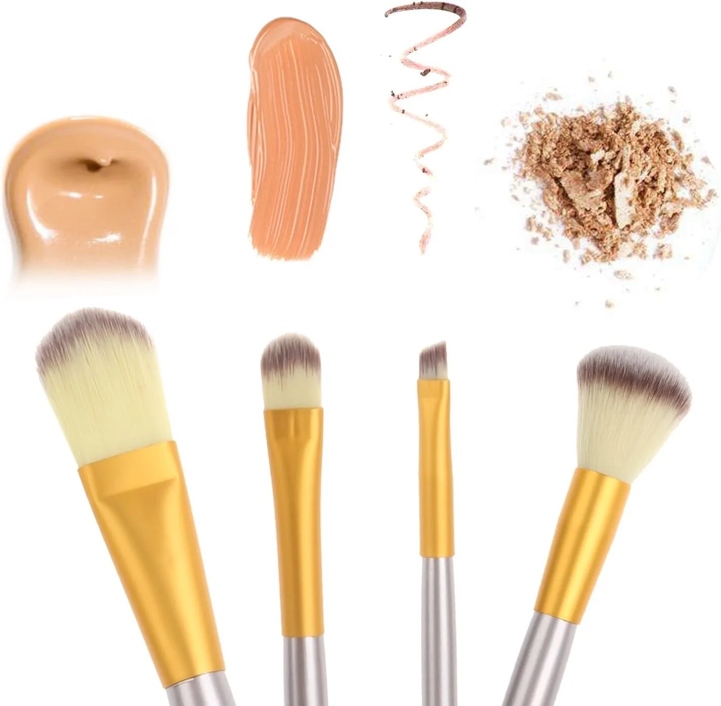 ست برس آرایشی 18 عددی AMMIY، دسته چوبی حرفه ای، موهای مصنوعی ممتاز، برس های کانتور، کانسیلر، کرم پودر، ترکیب کننده، پودر صورت، سایه چشم، برس های آرایشی با کیف چرمی PU (شامپاینی)