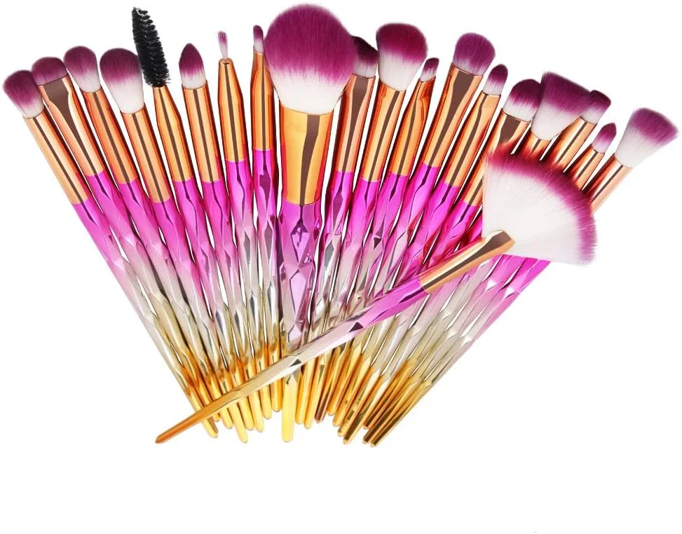 ست برس آرایشی 20 عددی دسته الماسی AMIZOB برای سایه چشم، خط چشم، کرم پودر، رژگونه، رژ لب، برس آرایشی پودر مایع کرم (طلایی صورتی) ست برس آرایشی 20 عددی دسته الماسی AMIZOB برای سایه چشم، خط چشم، کرم پودر، رژگونه، رژ لب، برس آرایشی پودر مایع کرم (طلایی صورتی)