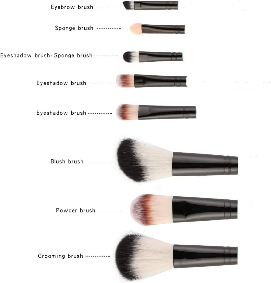 ست برس آرایشی 18 عددی AMIZOB برای سایه چشم، خط چشم، رژگونه صورت، پودر، کرم مایع (طلایی + مشکی)