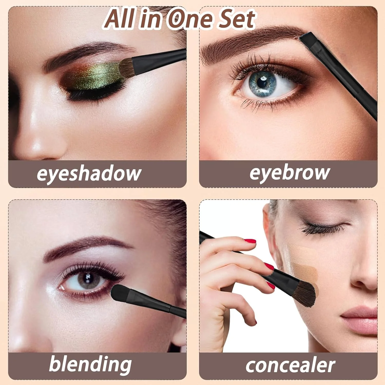 ست براش آرایشی مسافرتی AmiCera، 5 عدد براش سایه چشم، ست براش آرایشی سایه چشم و کانتور بینی با محفظه لوله ای، کوچک و قابل حمل، موهای نرم، ابزار آرایشی حرفه ای، بنفش