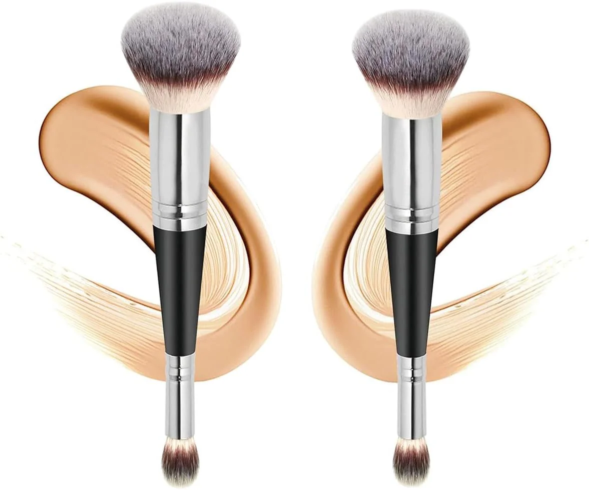 ست برس آرایشی دو سر Alleisure، 2 عددی - برس کرم پودر و کانسیلر گرد و مخروطی بی نقص، برس آرایشی دو سر برای ترکیب و پخش کردن مایع، کرم و پودر ست برس آرایشی دو سر Alleisure، 2 عددی - برس کرم پودر و کانسیلر گرد و مخروطی بی نقص، برس آرایشی دو سر برای ترکیب و پخش کردن مایع، کرم و پودر