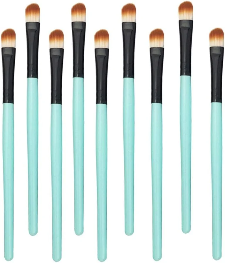 ست براش آرایشی نرم 10 تکه AIJIA، شامل براش سایه چشم، براش لب، براش هایلایتر، ابزار کاربردی - براش آرایشی آبی (رنگ: سبز مشکی)