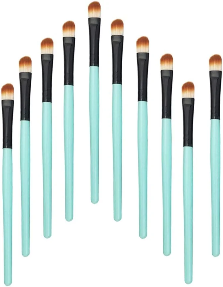 ست براش آرایشی نرم 10 تکه AIJIA، شامل براش سایه چشم، براش لب، براش هایلایتر، ابزار کاربردی - براش آرایشی آبی (رنگ: سبز مشکی)