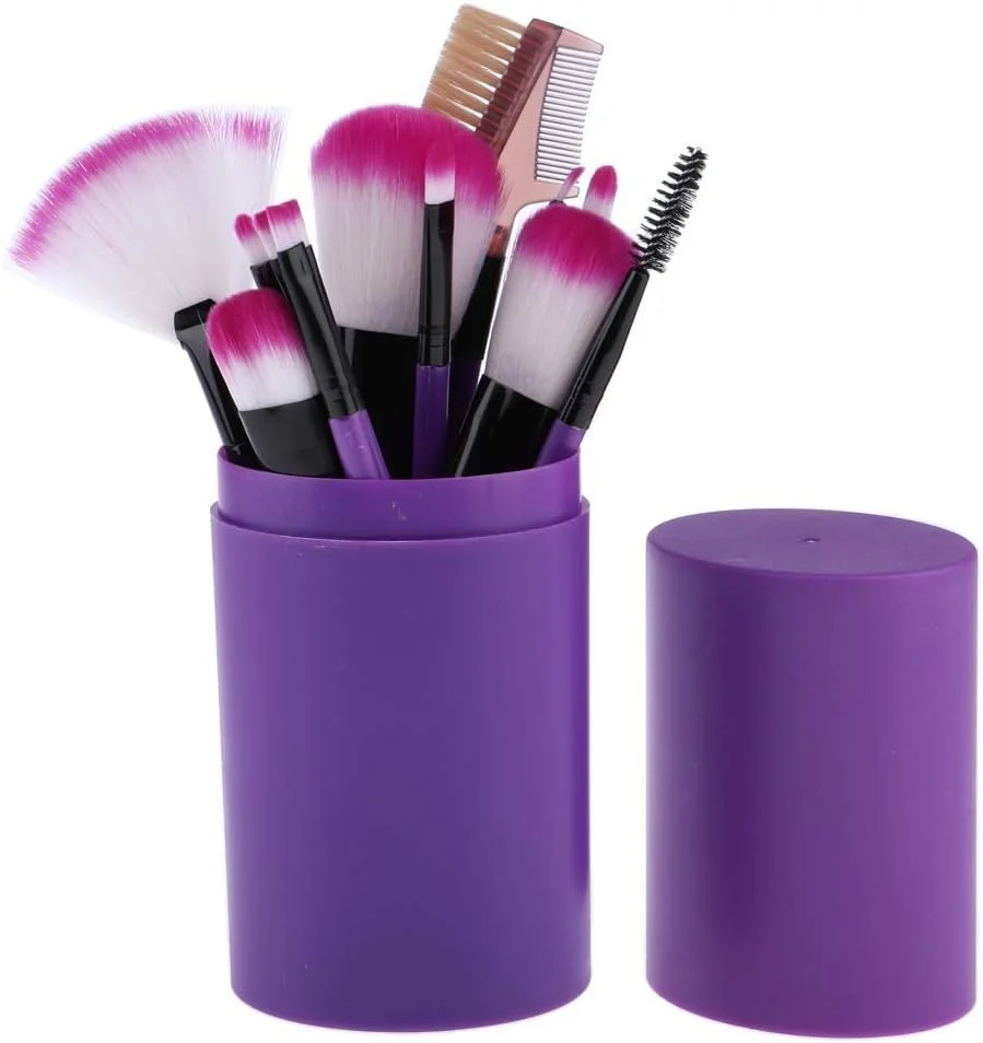 ست براش آرایشی AIJIA، 12 عدد براش با دسته چوبی، ست کامل مبتدی به همراه سطل نگهداری، ابزار آرایشی (رنگ: بنفش) ست براش آرایشی AIJIA، 12 عدد براش با دسته چوبی، ست کامل مبتدی به همراه سطل نگهداری، ابزار آرایشی (رنگ: بنفش)