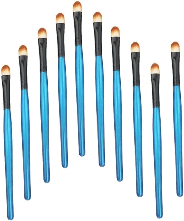 ست براش آرایشی 10 تکه AIJIA، شامل براش سایه چشم، براش لب، براش هایلایت و ابزار کاربردی - براش آرایشی آبی مشکی