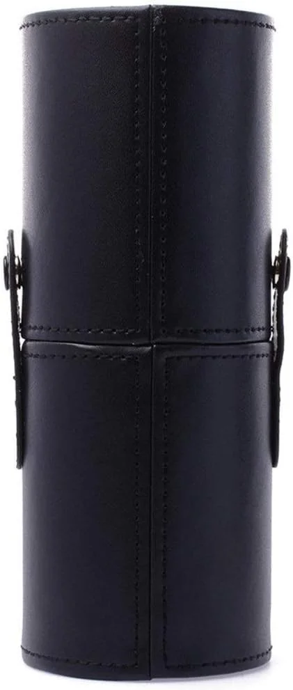 ست 12 عددی برس آرایشی AIJIA Fine با کیف چرمی قابل حمل و سر نایلونی، برس آرایشی مشکی (رنگ: مشکی)