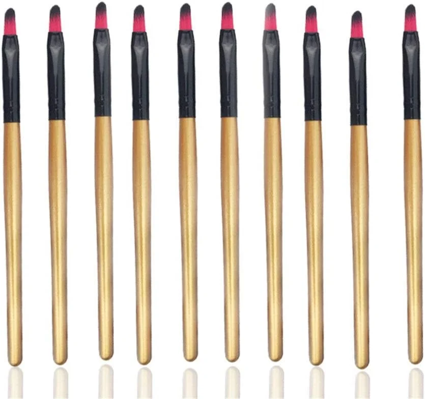 ست براش آرایشی 10 تکه AIJIA، شامل براش سایه چشم، براش لب، براش هایلایت، ابزار کاربردی - براش آرایشی زرد (رنگ: قهوه ای مشکی)