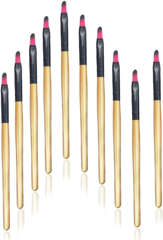 ست براش آرایشی 10 تکه AIJIA، شامل براش سایه چشم، براش لب، براش هایلایت، ابزار کاربردی - براش آرایشی زرد (رنگ: قهوه ای مشکی)