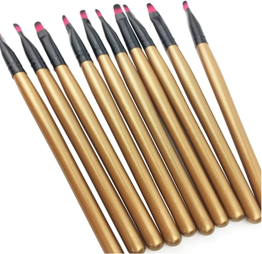 ست براش آرایشی 10 تکه AIJIA، شامل براش سایه چشم، براش لب، براش هایلایت، ابزار کاربردی - براش آرایشی زرد (رنگ: قهوه ای مشکی)