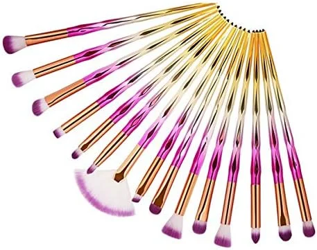 ست براش آرایشی 20 عددی الماس AIJIA، شامل براش کرم پودر، رژگونه، سایه چشم، رژ لب، براش ترکیبی آرایشی، براش آرایشی بنفش (رنگ: گرادیان قرمز)