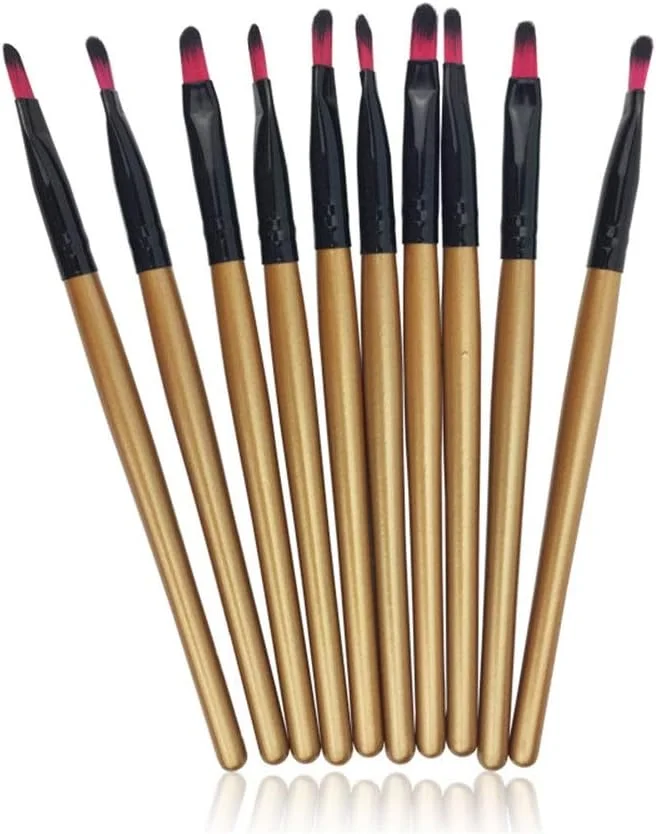 ست براش آرایشی 10 تکه AIJIA، شامل براش سایه چشم، براش لب، براش هایلایت، ابزار کاربردی - براش آرایشی زرد (رنگ: قهوه ای مشکی)