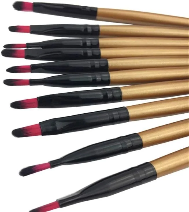 ست براش آرایشی 10 تکه AIJIA، شامل براش سایه چشم، براش لب، براش هایلایت، ابزار کاربردی - براش آرایشی زرد (رنگ: قهوه ای مشکی)