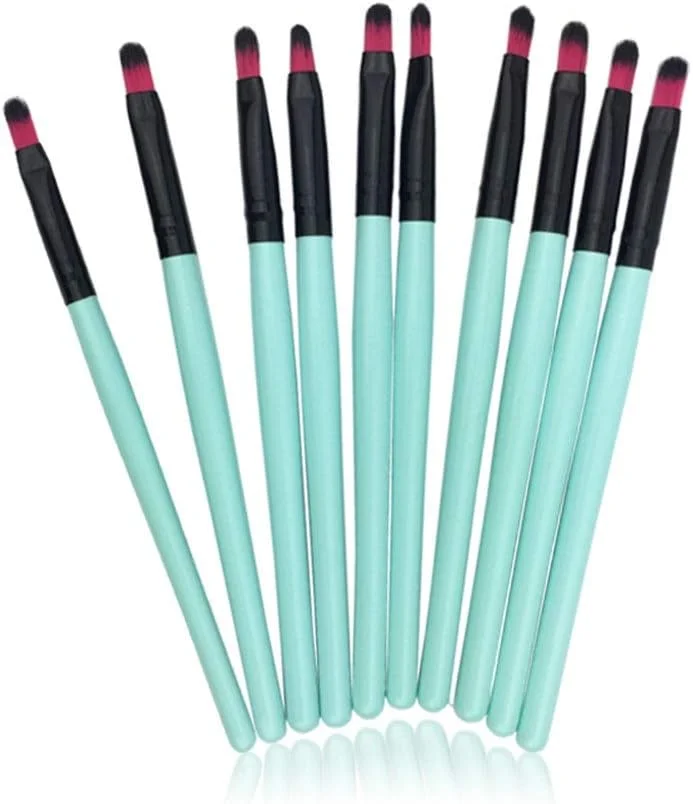 ست 10 عددی برس آرایشی AIJIA، برس سایه چشم، برس لب، برس هایلایت، ابزار کاربردی - برس آرایشی آبی (رنگ: سبز مشکی)
