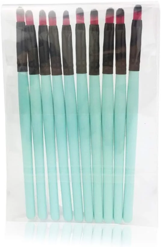 ست 10 عددی برس آرایشی AIJIA، برس سایه چشم، برس لب، برس هایلایت، ابزار کاربردی - برس آرایشی آبی (رنگ: سبز مشکی)
