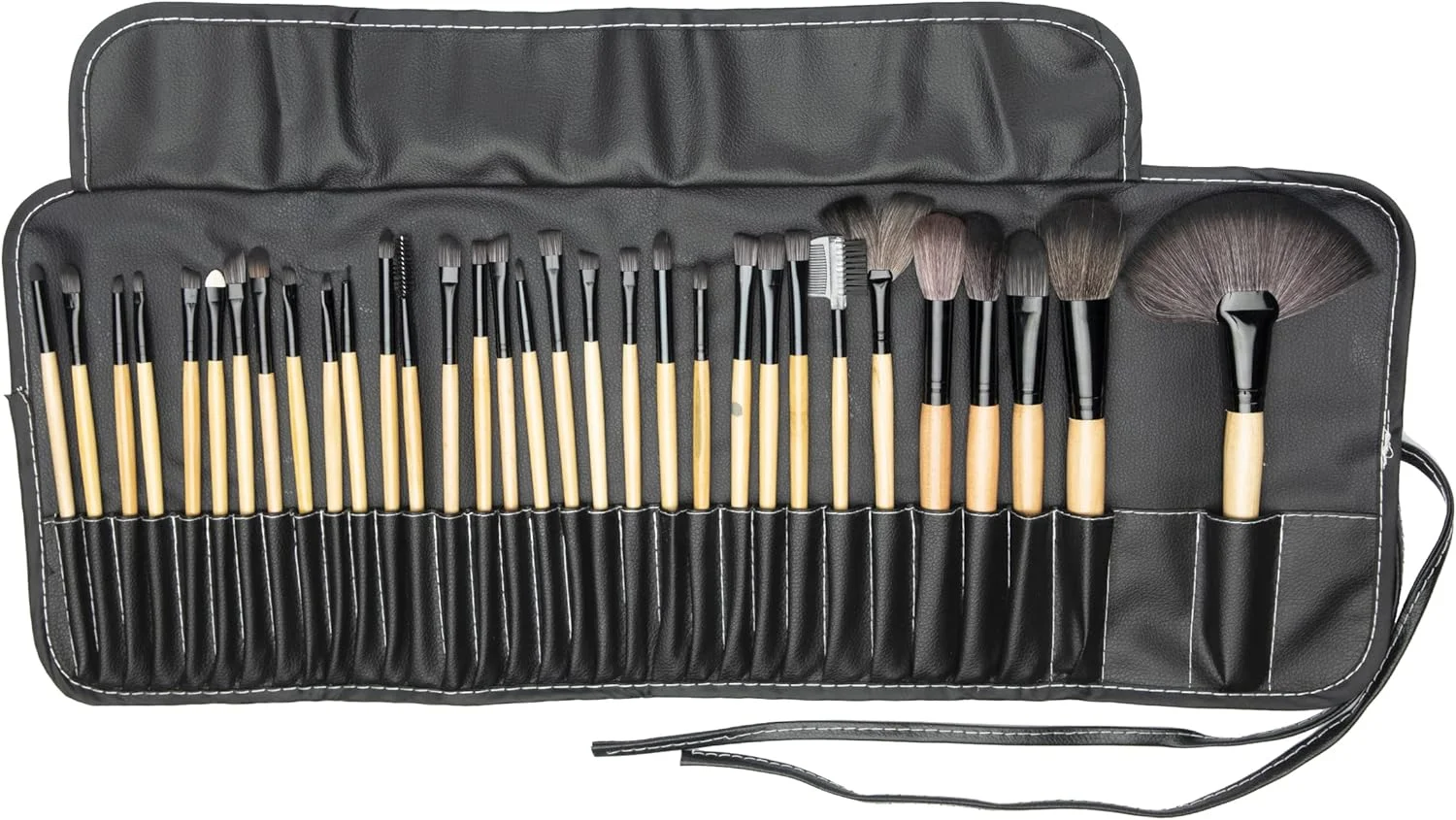 ست برس آرایشی AGARO با کیف چرمی PU (32 تکه)، مشکی