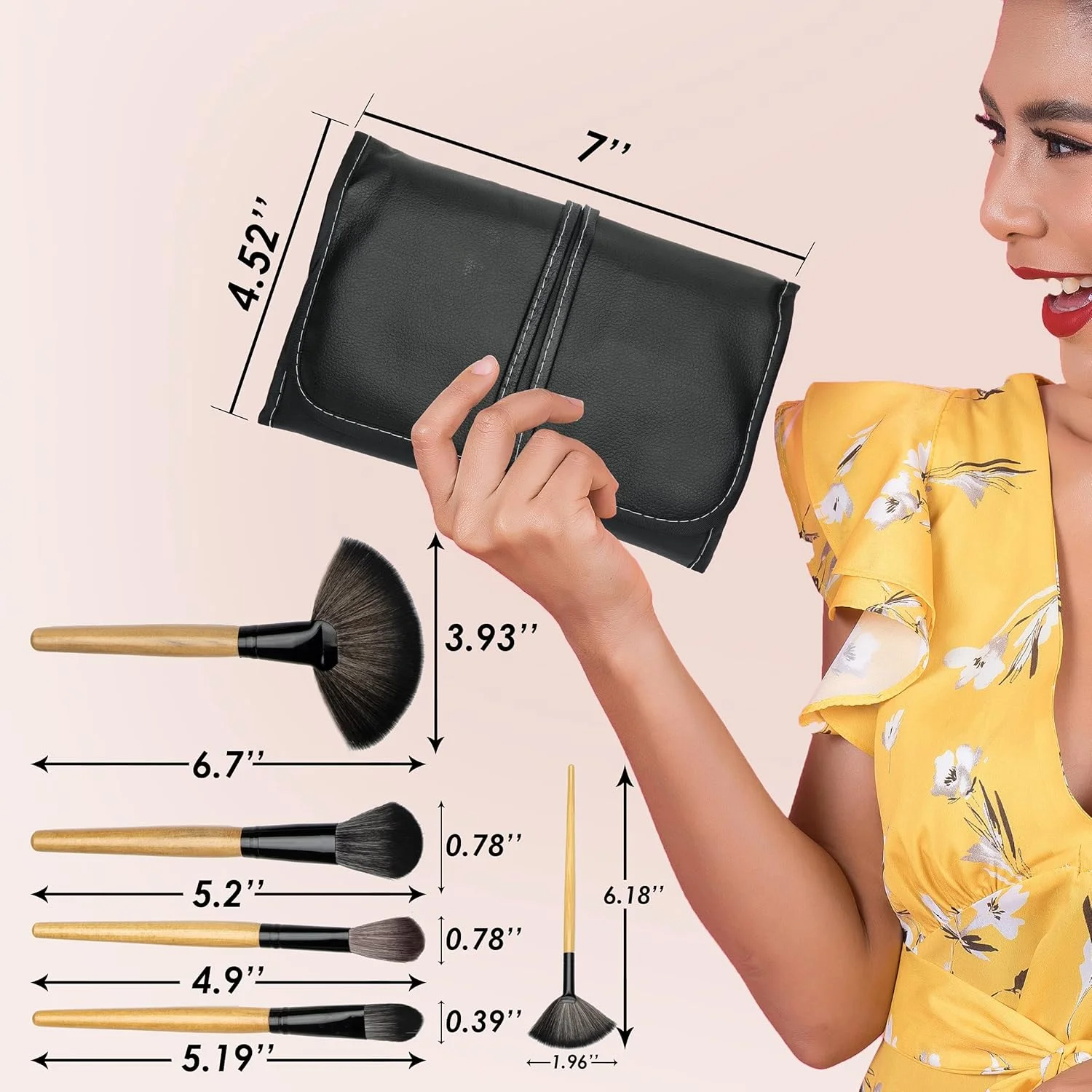 ست برس آرایشی AGARO با کیف چرمی PU (32 تکه)، مشکی