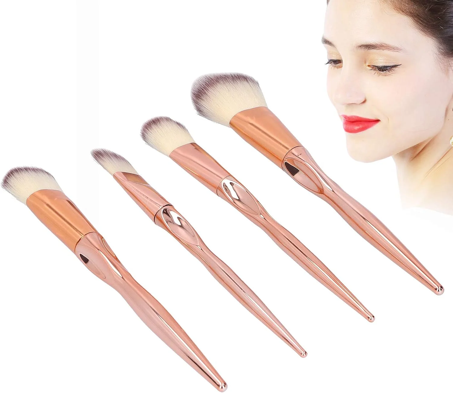 ست برس آرایشی Adsire، برس های آرایشی زیبایی، ABS نرم الاستیک کاربردی بزرگ بادوام 4 عددی برای دختران و زنان برای ایجاد آرایش صورت بی نقص