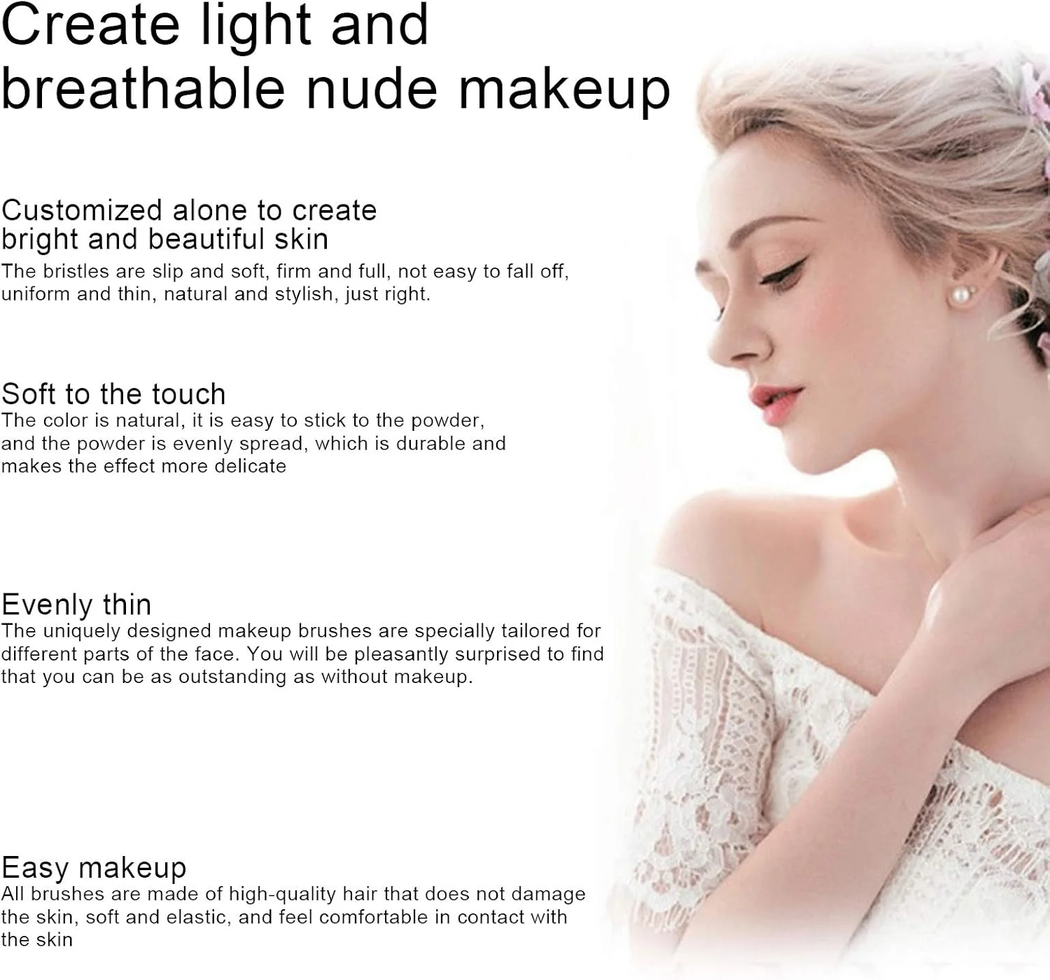 ست برس آرایشی Adsire، برس های آرایشی زیبایی، ABS نرم الاستیک کاربردی بزرگ بادوام 4 عددی برای دختران و زنان برای ایجاد آرایش صورت بی نقص