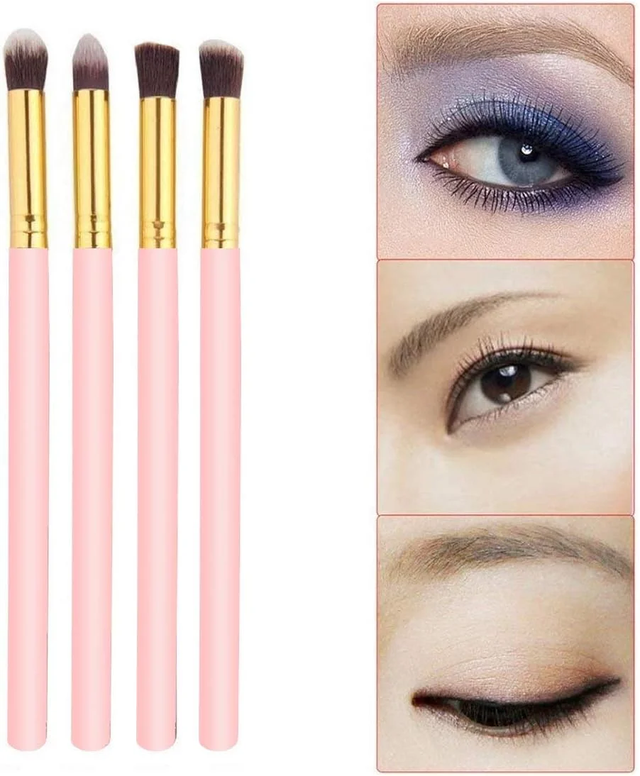 ست برس آرایشی چشم آدبنی 4 عددی، برس های حرفه ای برای کرم پودر، ریمل، ترکیب، مدادی، ابزار آرایش، برس مشکی صورتی