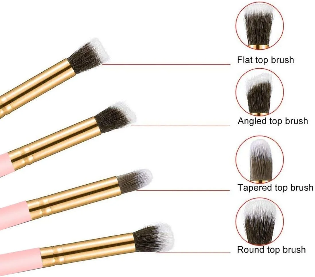 ست برس آرایشی چشم آدبنی 4 عددی، برس های حرفه ای برای کرم پودر، ریمل، ترکیب، مدادی، ابزار آرایش، برس مشکی صورتی