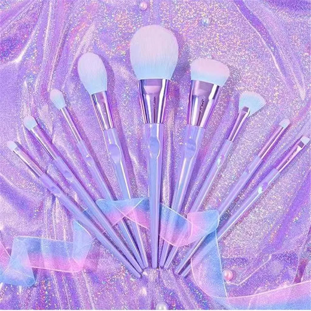 ست 9 عددی برس آرایشی، برس آرایشی نرم برای کرم پودر، رژگونه، سایه چشم، ترکیب کردن، ابزارهای آرایش زیبایی صورت