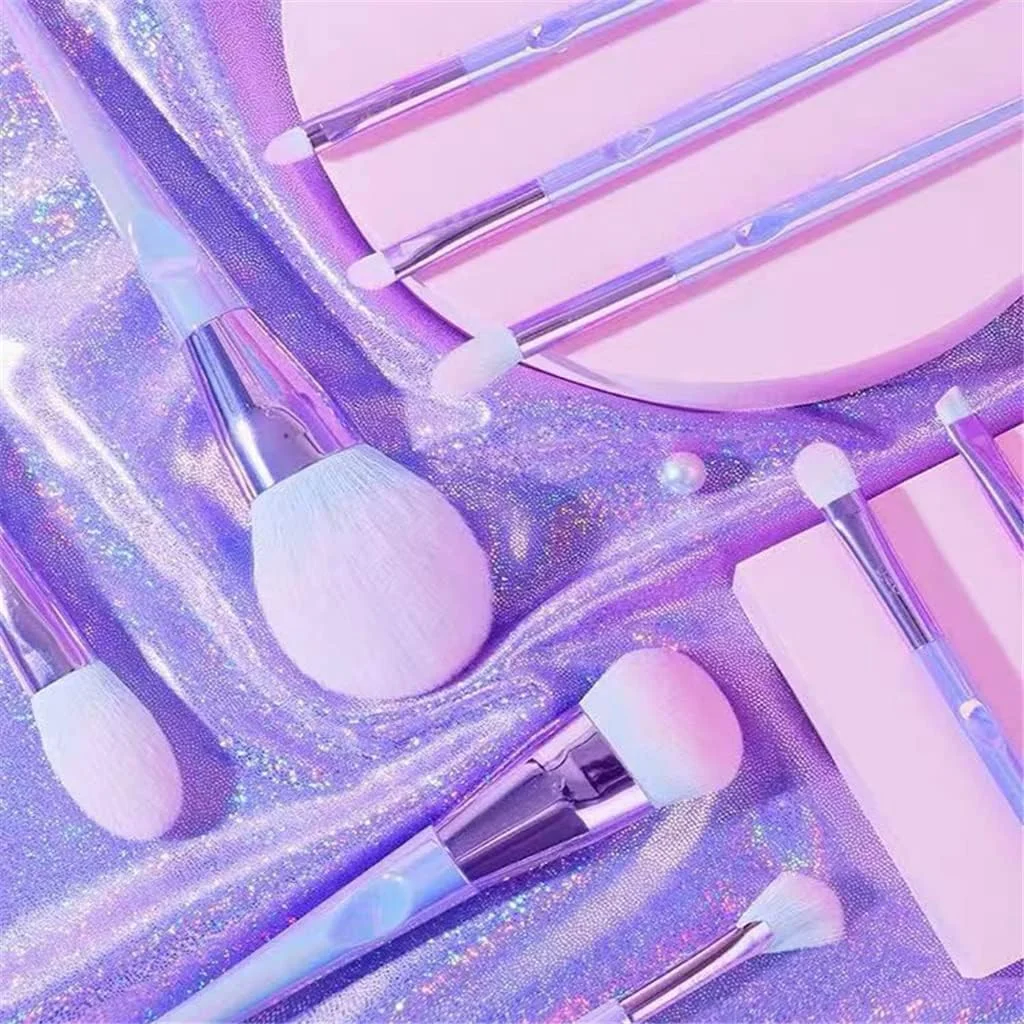 ست 9 عددی برس آرایشی، برس آرایشی نرم برای کرم پودر، رژگونه، سایه چشم، ترکیب کردن، ابزارهای آرایش زیبایی صورت