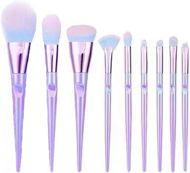 ست 9 عددی برس آرایشی، برس آرایشی نرم برای کرم پودر، رژگونه، سایه چشم، ترکیب کردن، ابزارهای آرایش زیبایی صورت