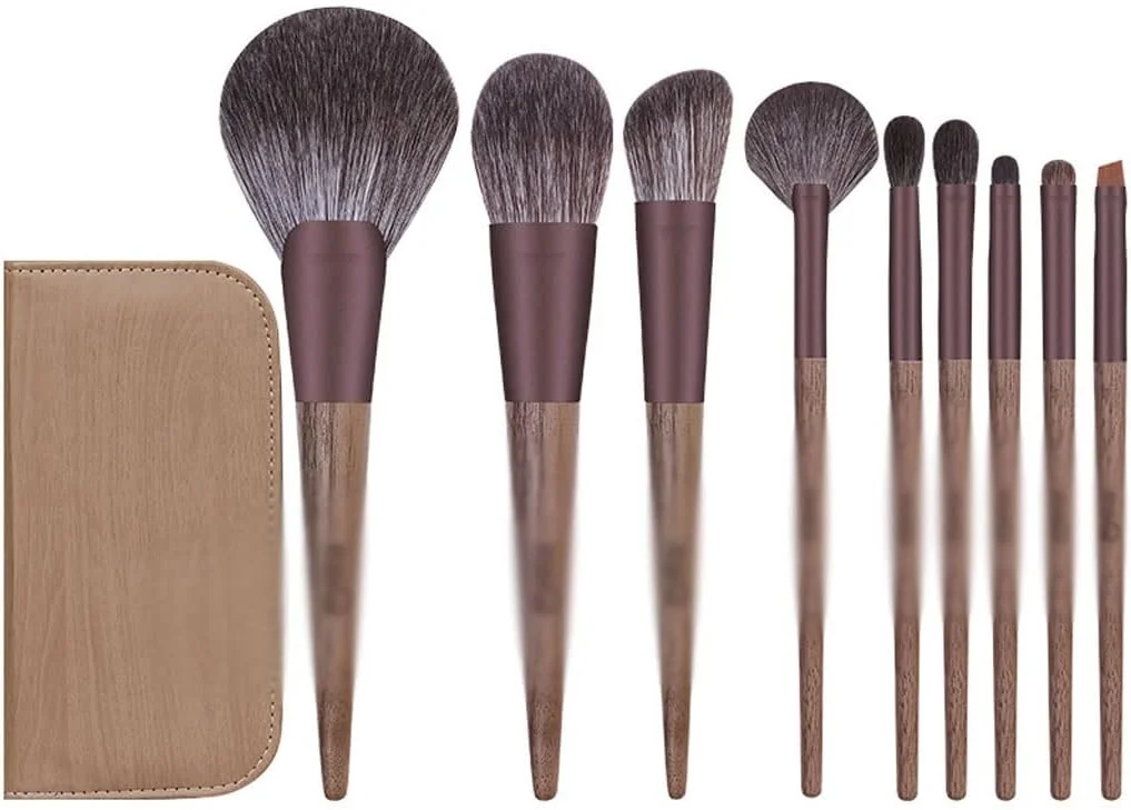 ست 9 عددی برس آرایشی، ست کامل برس پودر فیکس، رژگونه، سایه چشم و برس های اصلاح