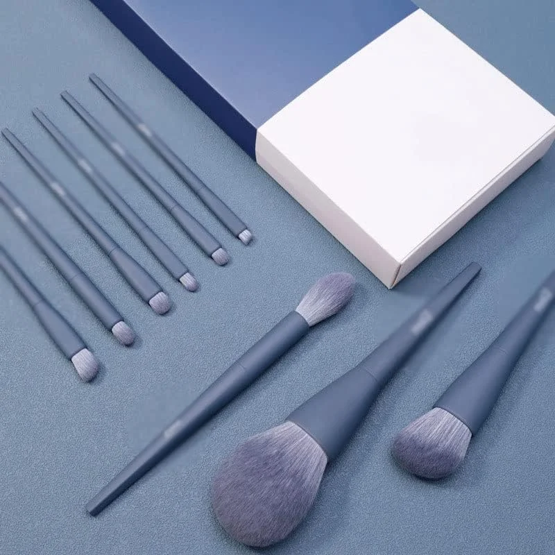 ست 9 عددی برس آرایشی آبی، برس کامل، برس رژگونه، پودر فیکس، برس سایه چشم، ابزار آرایشی ست 9 عددی برس آرایشی آبی، برس کامل، برس رژگونه، پودر فیکس، برس سایه چشم، ابزار آرایشی