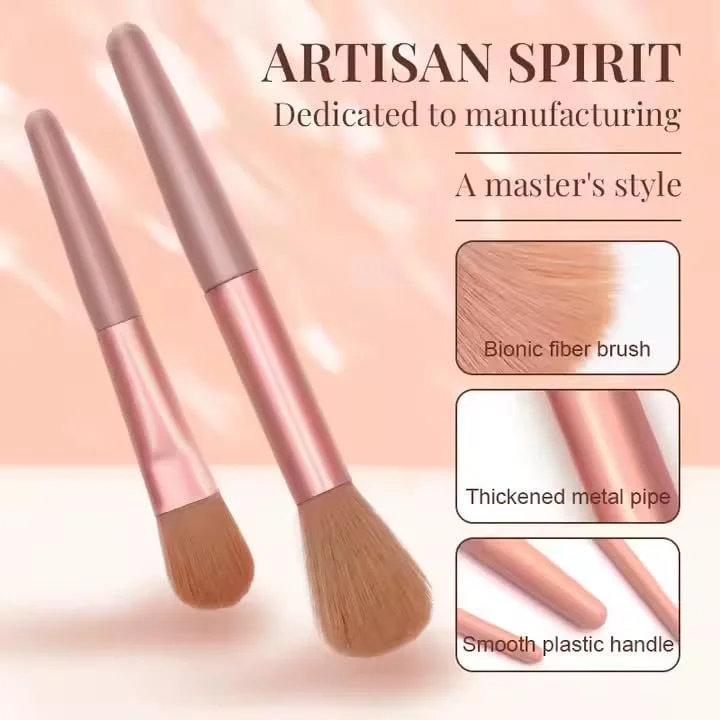 ست 8 عددی برس آرایشی قابل حمل سایه چشم، کرم پودر، رژگونه، سایه چشم، مژه، برس مینی