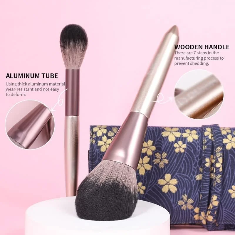 ست 8 عددی برس آرایشی حرفه ای، برس های آرایشی برای پودر، کرم پودر، سایه چشم، ابزار آرایشی