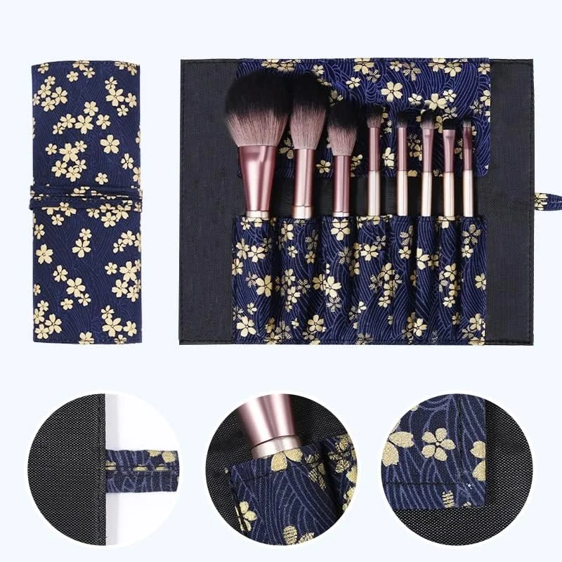 ست 8 عددی برس آرایشی حرفه ای، برس های آرایشی برای پودر، کرم پودر، سایه چشم، ابزار آرایشی