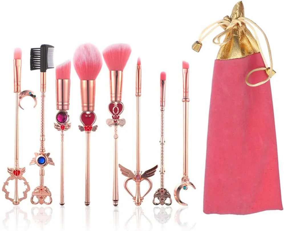 ست 8 عددی برس آرایشی ساکورا، کیت ابزار آرایش لوازم آرایشی، پودر، اپلیکاتور کرم مایع، شامل کیف بند دار صورتی (صورتی و طلایی) ست 8 عددی برس آرایشی ساکورا، کیت ابزار آرایش لوازم آرایشی، پودر، اپلیکاتور کرم مایع، شامل کیف بند دار صورتی (صورتی و طلایی)
