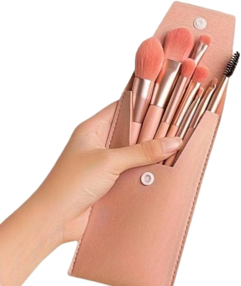 ست برس آرایشی قابل حمل 8 تکه - موهای نرم برای کانسیلر، کرم پودر و آرایش چشم - کیت مینی مبتدی ابزار آرایشی مسافرتی