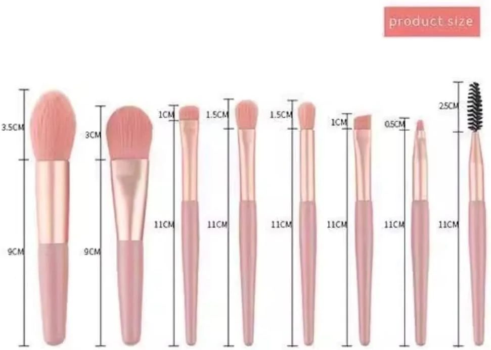 ست 8 تکه برس آرایشی با کیف چرمی مصنوعی، دسته چوبی و آلومینیومی برای کرم پودر، پودر، رژگونه و سایه چشم ست 8 تکه برس آرایشی با کیف چرمی مصنوعی، دسته چوبی و آلومینیومی برای کرم پودر، پودر، رژگونه و سایه چشم