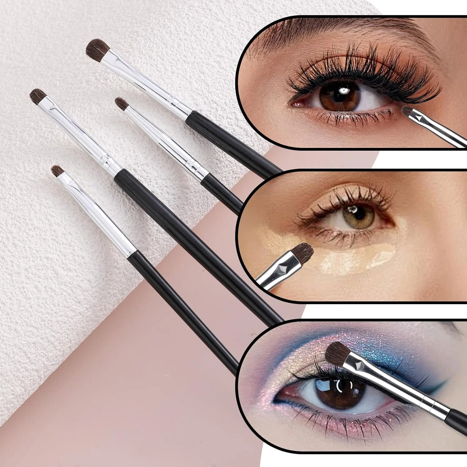 ست برس آرایشی چشم 8 عددی، برس مینی اسمادج برای خط چشم، برس سایه چشم، برس خط چشم برای پودر، ژل، کرم، کانسیلر مایع، برس ترکیب خط چشم، هایلایتر گوشه، موی نرم طبیعی اسب