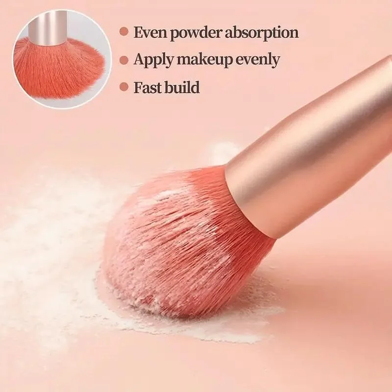 ست 8 عددی برس آرایشی بژ، شامل برس های کرم پودر، رژگونه، سایه چشم و لب به همراه کیف آرایشی، سایز کوچک و مناسب برای حمل آسان در سفر و مهمانی