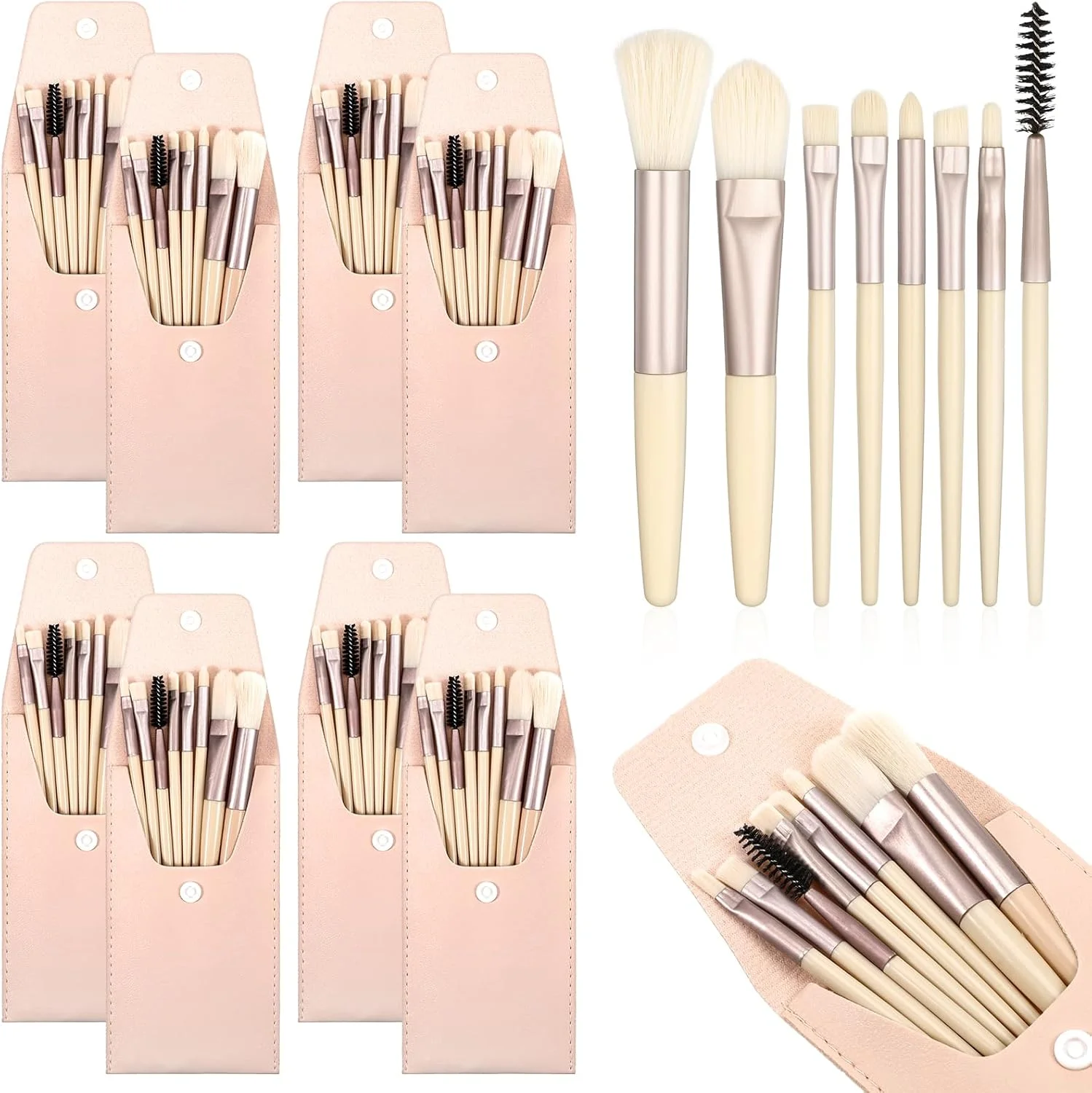 ست 8 عددی برس آرایشی مسافرتی، ست برس آرایشی مینی عمده با کیف چرمی PU، کیف برس آرایشی قابل حمل برای هدیه ساقدوش عروس، مهمانی مجردی، عروسی، جشن عروسی ست 8 عددی برس آرایشی مسافرتی، ست برس آرایشی مینی عمده با کیف چرمی PU، کیف برس آرایشی قابل حمل برای هدیه ساقدوش عروس، مهمانی مجردی، عروسی، جشن عروسی