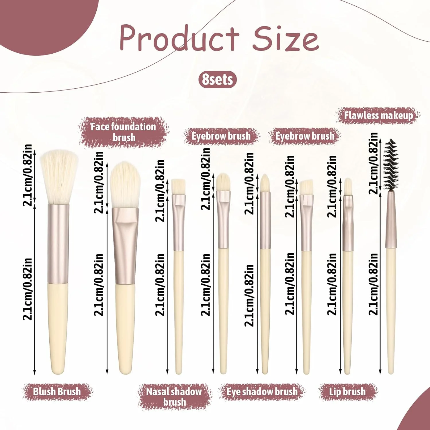 ست 8 عددی برس آرایشی مسافرتی، ست برس آرایشی مینی عمده با کیف چرمی PU، کیف برس آرایشی قابل حمل برای هدیه ساقدوش عروس، مهمانی مجردی، عروسی، جشن عروسی ست 8 عددی برس آرایشی مسافرتی، ست برس آرایشی مینی عمده با کیف چرمی PU، کیف برس آرایشی قابل حمل برای هدیه ساقدوش عروس، مهمانی مجردی، عروسی، جشن عروسی