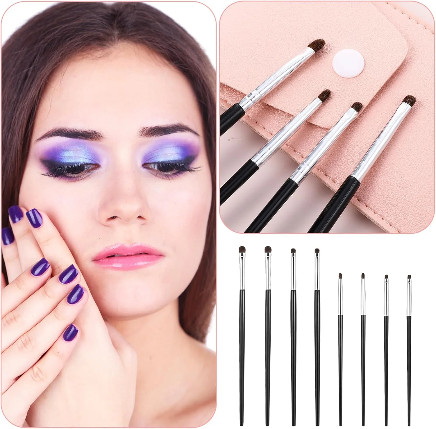 ست 8 عددی براش خط چشم، ست براش مینی آرایش چشم، براش فوق العاده نازک، براش خط چشم نوک تیز دقیق، براش تخت برای سایه چشم، خط چشم، پودر، کرم و کانسیلر مایع ست 8 عددی براش خط چشم، ست براش مینی آرایش چشم، براش فوق العاده نازک، براش خط چشم نوک تیز دقیق، براش تخت برای سایه چشم، خط چشم، پودر، کرم و کانسیلر مایع