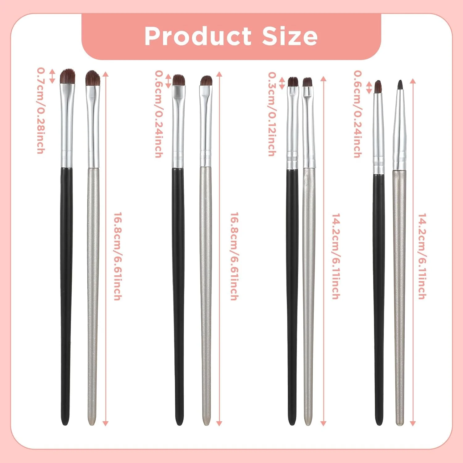 ست 8 عددی براش مینی اسمudge برای خط چشم، ست براش آرایش چشم، ابزار پخش کننده خط چشم، براش سایه چشم برای پودر، ژل، کرم، ابزار آرایشی حرفه ای زیبایی