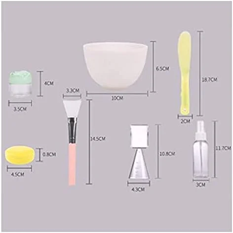 ست 7 تکه ابزار ماسک صورت DIY شامل برس، قاشق، کاسه و چوب، ست برس و کاسه مخلوط کردن ماسک صورت، ابزار مخلوط کردن ماسک مراقبت از پوست صورت بانوان، سبز