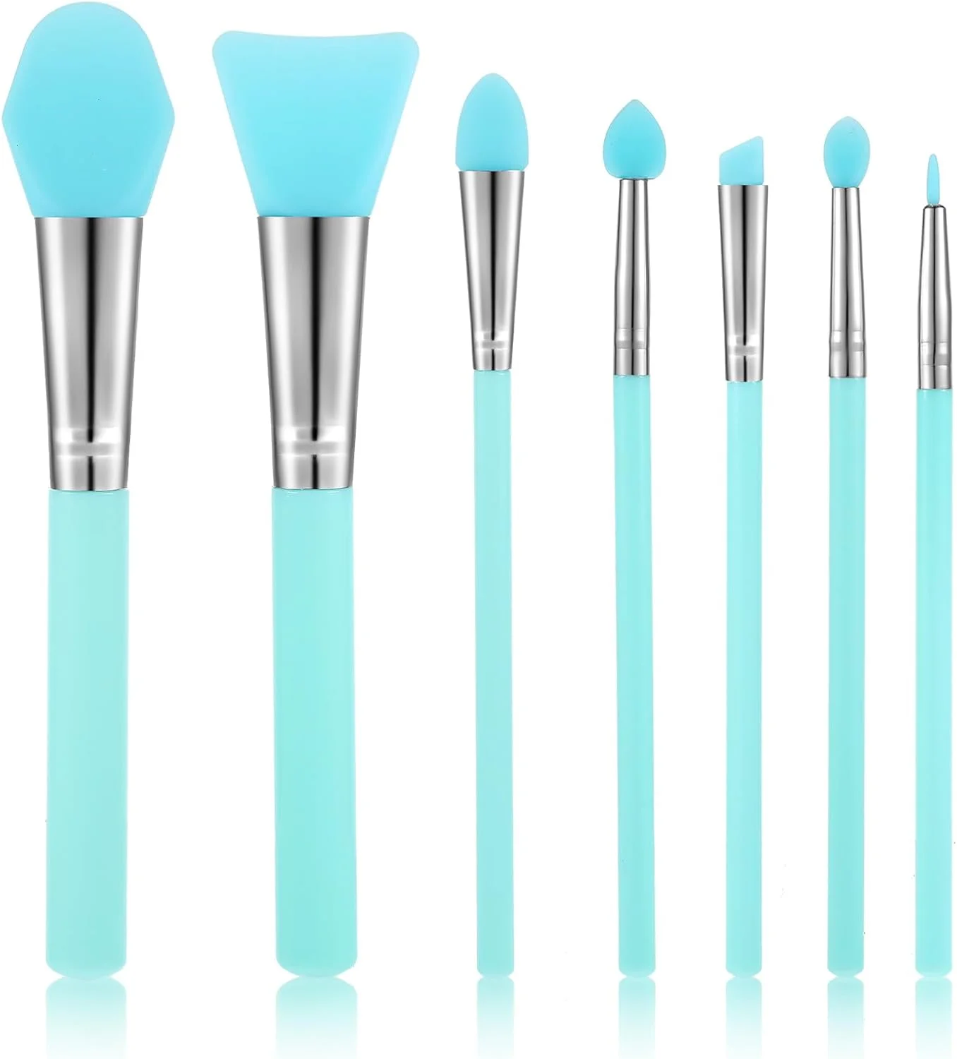 ست 7 عددی برس سیلیکونی، برس رنگ سیلیکونی، اپلیکاتور ماسک صورت ژله ای برای رزین UV، هنر اپوکسی و محصولات آرایشی کرمی (سبز نعنایی)