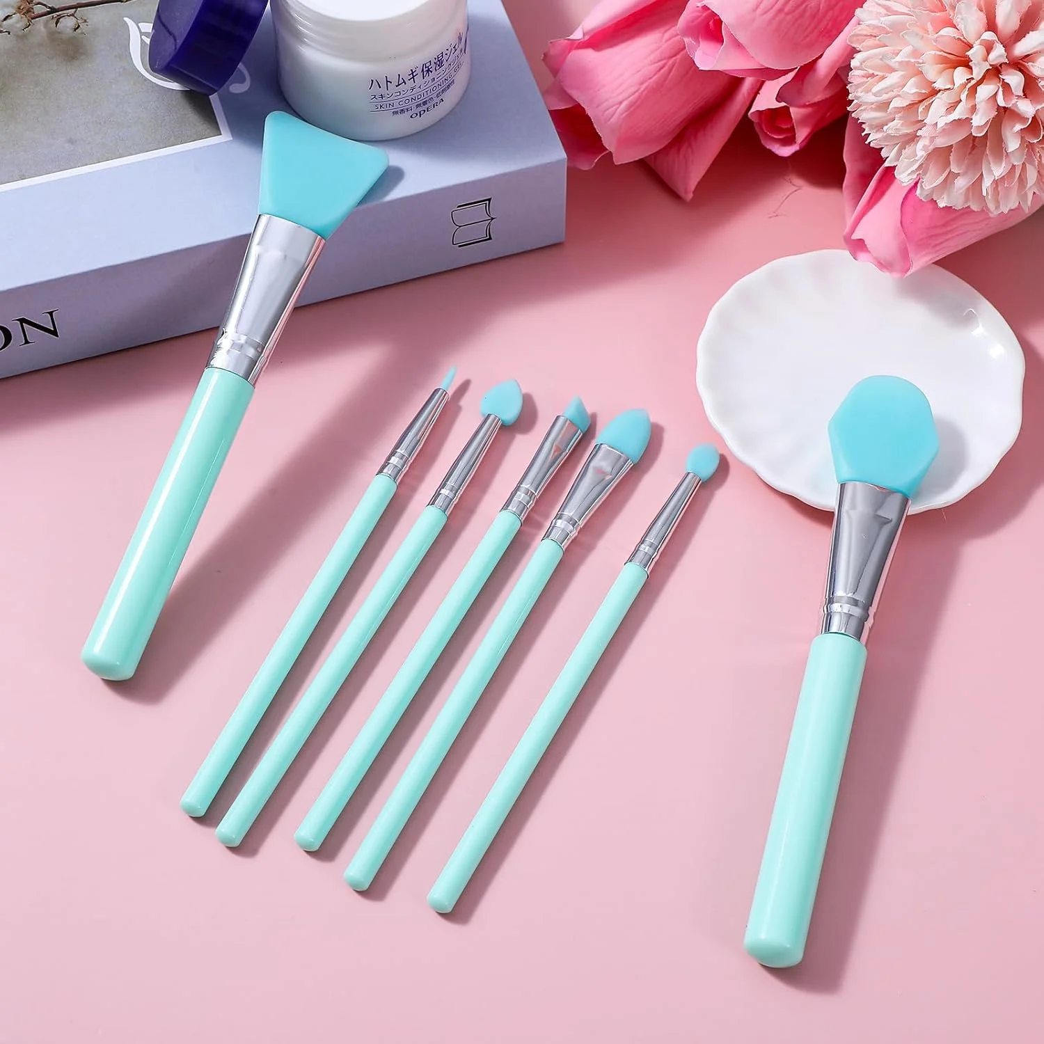 ست 7 عددی برس سیلیکونی، برس رنگ سیلیکونی، اپلیکاتور ماسک صورت ژله ای برای رزین UV، هنر اپوکسی و محصولات آرایشی کرمی (سبز نعنایی) ست 7 عددی برس سیلیکونی، برس رنگ سیلیکونی، اپلیکاتور ماسک صورت ژله ای برای رزین UV، هنر اپوکسی و محصولات آرایشی کرمی (سبز نعنایی)