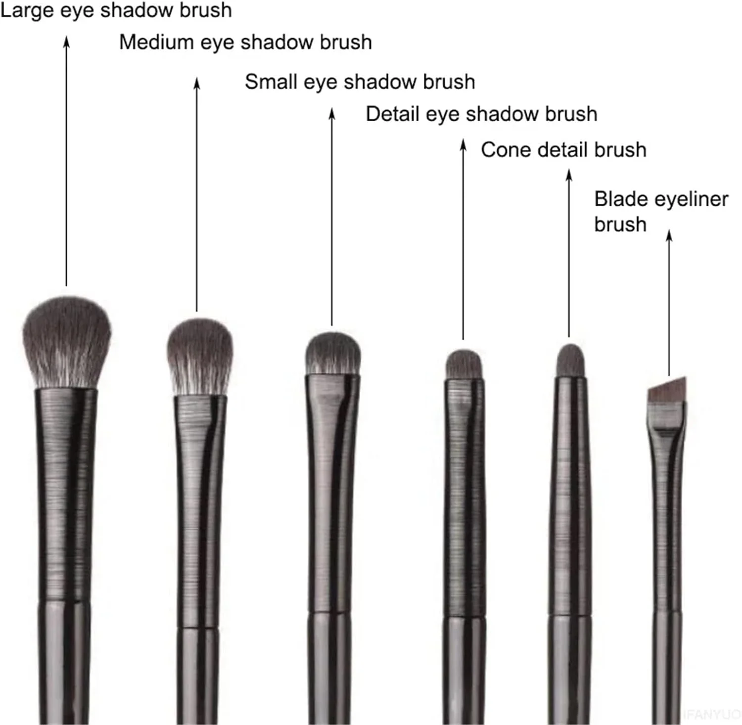 ست 6 عددی برس آرایشی چشم مشکی حرفه ای، ابزار کانتورینگ، سایه چشم، خط چشم و ترکیب برای استفاده بی نقص