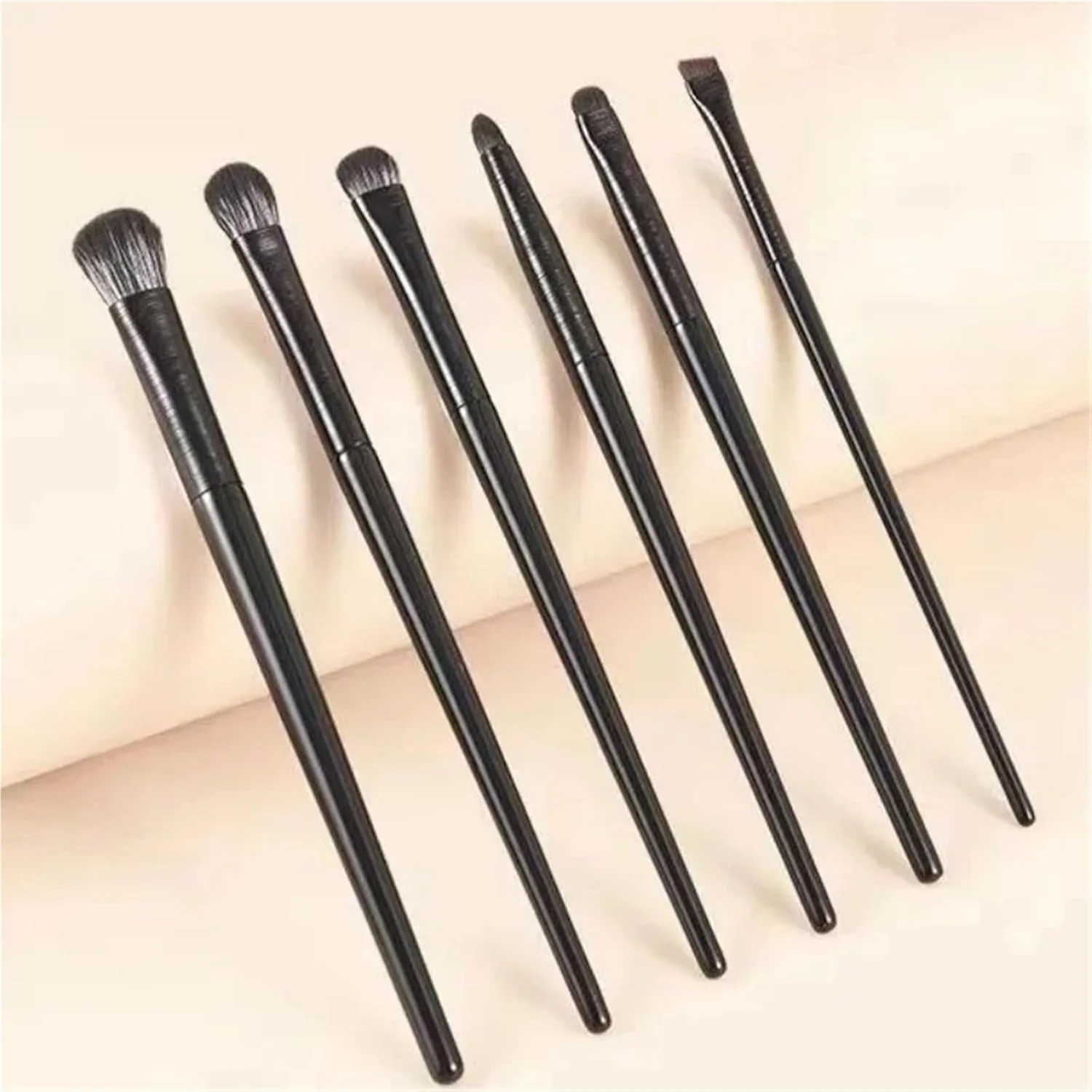 ست 6 عددی برس آرایشی چشم مشکی حرفه ای، ابزار کانتورینگ، سایه چشم، خط چشم و ترکیب برای استفاده بی نقص