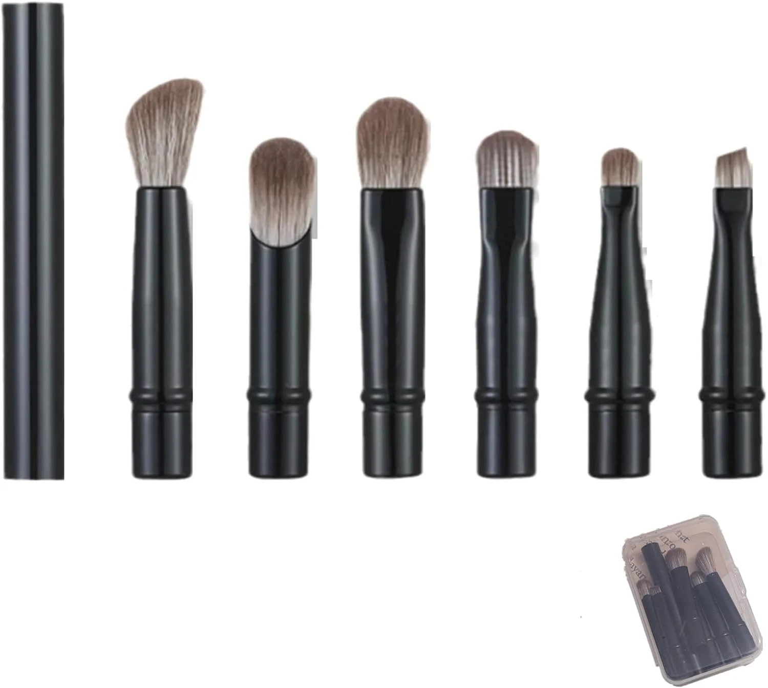 ست براش آرایشی 6 در 1، شامل براش کرم پودر حرفه ای، براش رژگونه، براش سایه چشم، براش پودر به همراه کاور و کیف براش برای کرم پودر، کانسیلر و پودر، استفاده آسان برای مسافرت