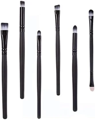 ست 6 عددی برس آرایشی چشم مشکی - سایه چشم، خط چشم، ترکیب، ابرو، کیت ابزار آرایشی