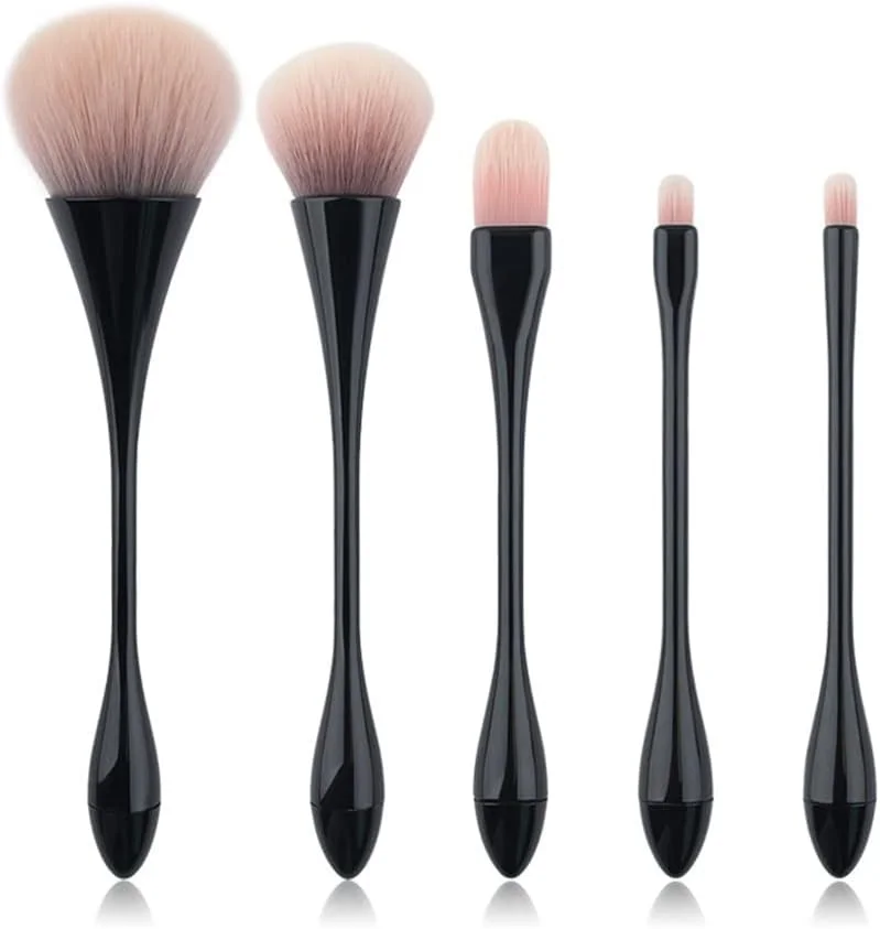 ست براش آرایشی 5 تکه WALNUT، شامل براش پودر، کرم پودر، رژگونه و براش های ترکیبی با موهای نرم و لطیف و نگهدارنده مناسب (رنگ: صورتی، اندازه: 5 تکه)